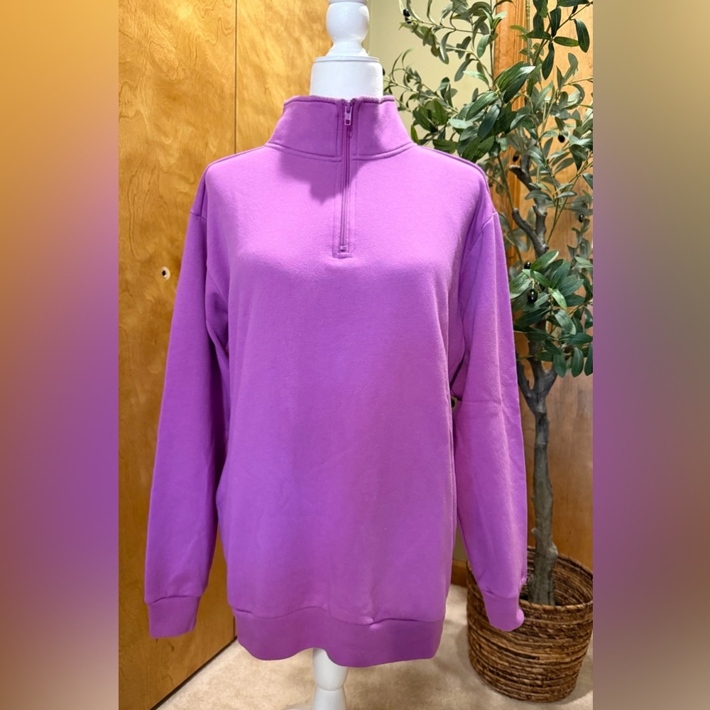 PINK Victoria's Secret Women’s Quarter Zip Pullover Sweatshirt Small Purple